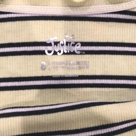 Yellow black and white striped shirt with ruffles - Picture 3 of 3